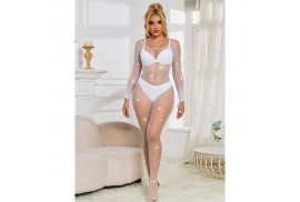 subblime 952396 bodystocking de rejilla con diamantes manga larga blanco talla única