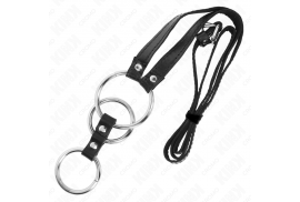 kink anillo pene metal triple 38 cm a 5 cm con cinturón polipiel 112 cm