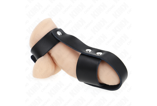 kink anillo jaula pene cuero con divisor de bolas ajustable