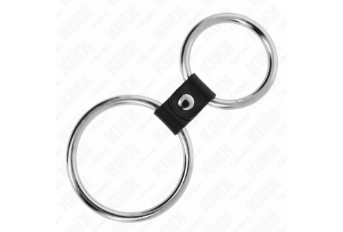 kink anillo pene doble metal 37 cm a 5 cm conectados por correa polipiel modelo 1