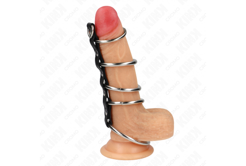 kink 5 anillos pene metal 32 cm a 5 cm conectados por polipiel