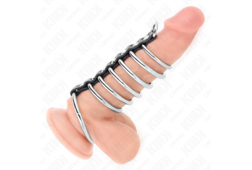 kink 7 anillos pene metal 32 cm a 5 cm conectados por polipiel