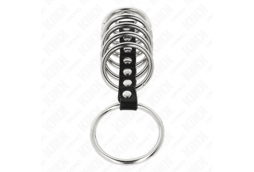 kink 7 anillos pene metal 32 cm a 5 cm conectados por polipiel