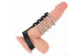 kink 4 anillos pene metal 38 cm conectados con correa de cuero 22 x 15 cm y cierre a presión