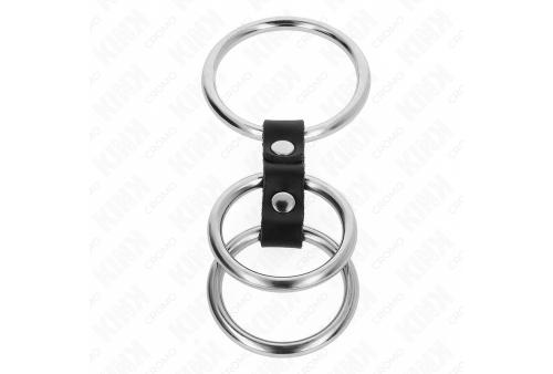 kink anillo pene triple metal 37 cm a 5 cm conectados con cuero