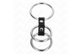 kink anillo pene triple metal 37 cm a 5 cm conectados con cuero