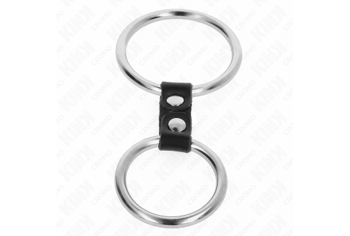 kink anillo pene doble metal 37 cm a 5 cm conectados por correa polipiel modelo 2