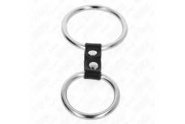 kink anillo pene doble metal 37 cm a 5 cm conectados por correa polipiel modelo 2