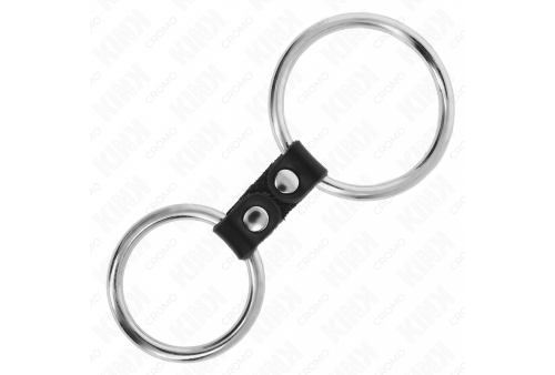 kink anillo pene doble metal 37 cm a 5 cm conectados por correa polipiel modelo 2