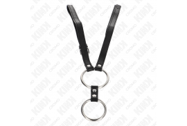 kink anillo pene doble metal 38 cm a 5 cm con cinturón de polipiel 112 cm