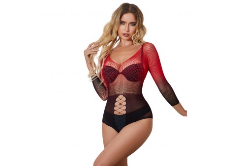 subblime 952259 bodystocking de rejilla elstico manga larga degradado rojo y negro talla única