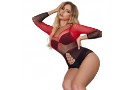 subblime 952259 bodystocking de rejilla elstico manga larga degradado rojo y negro talla única