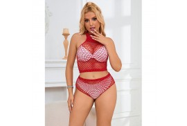 subblime 952402 bodystocking conjunto de rejilla con brillantes rojo talla única