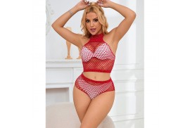 subblime 952402 bodystocking conjunto de rejilla con brillantes rojo talla única