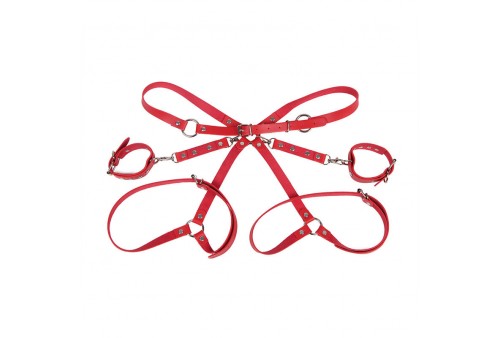 subblime 953706 esposas con cinturón bondage rojo talla única