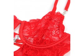 subblime 954208 babydoll de encaje con tirantes ajustables rojo s m