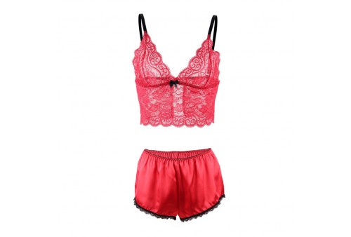 subblime 953898 camisón de seda y encaje panties rojo s m