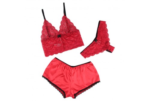 subblime 953904 camisón de seda y encaje panties rojo l xl