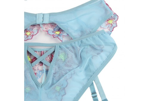 subblime 954109 sujetador panties con liguero diseño floral azul s m