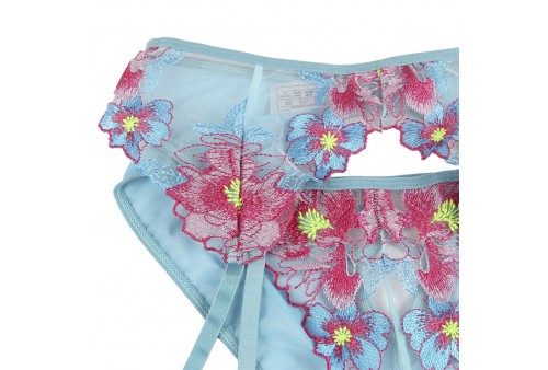 subblime 954109 sujetador panties con liguero diseño floral azul s m