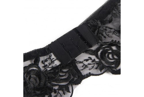 subblime 945237 sujetador panties con liguero diseño floral negro s m