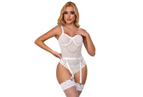 subblime 954284 body con cadenas ligueros blanco s m