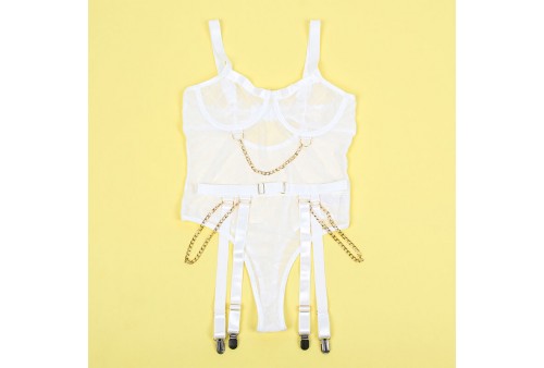 subblime 954284 body con cadenas ligueros blanco s m