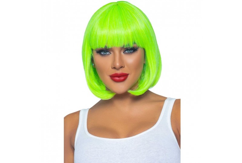 leg avenue peluca bob fluorescente verde neon