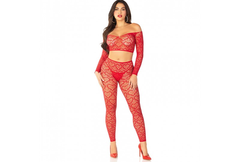 leg avenue crop top medias rojo talla única