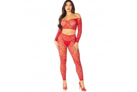 leg avenue crop top medias rojo talla única