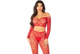 leg avenue crop top medias rojo talla única