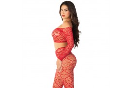 leg avenue crop top medias rojo talla única