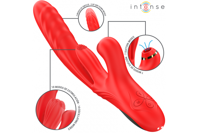 intense karol vibrador multifunción empuje estimulación succión rojo