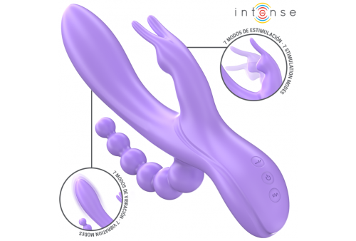 intense miko triple vibrador rabbit estimulador anal 7 vibraciones morado