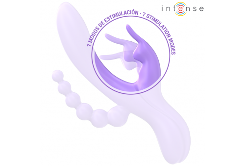 intense miko triple vibrador rabbit estimulador anal 7 vibraciones morado