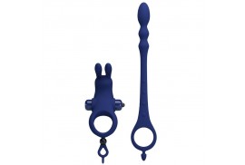 pretty love ayad anillo vibrador rabbit con plug azul