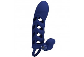 pretty love altaf anillo vibrador con funda de silicona azul