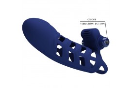 pretty love altaf anillo vibrador con funda de silicona azul