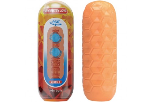 pretty love twin balls masturbador masculino naranja